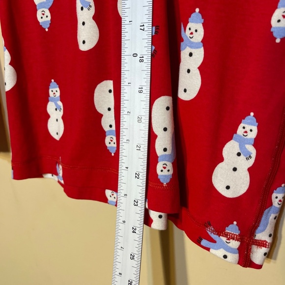 Red Snowman Print Long Sleeve Shirt christmas pj top - Picture 8 of 10
